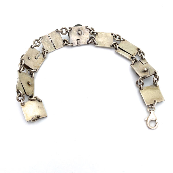 silver & pebbles studio made panel link bracelet