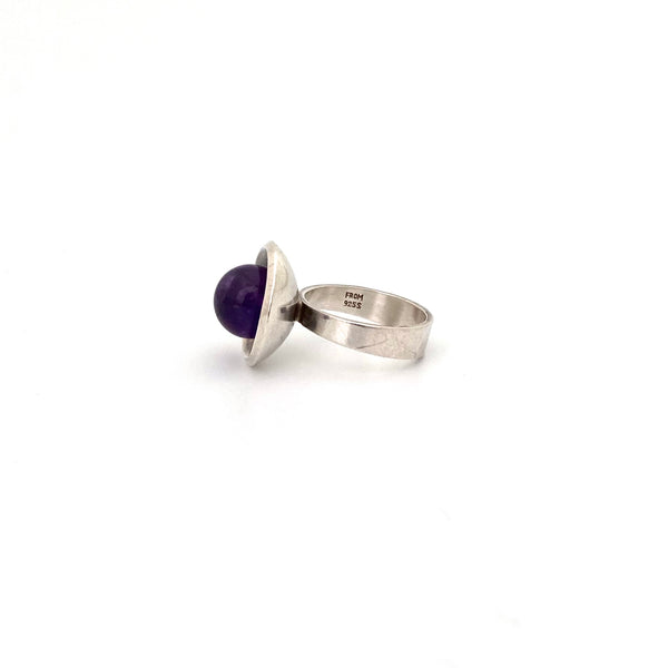 profile Niels Erik NE From Denmark vintage silver amethyst ring Scandinavian Modernist jewelry design