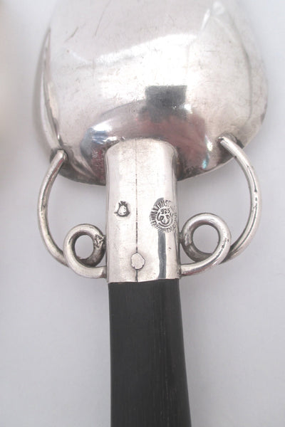 William Spratling sterling silver and ebony servers