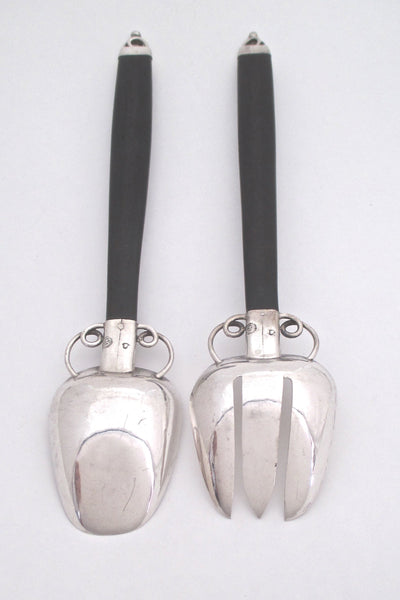 William Spratling sterling silver and ebony servers