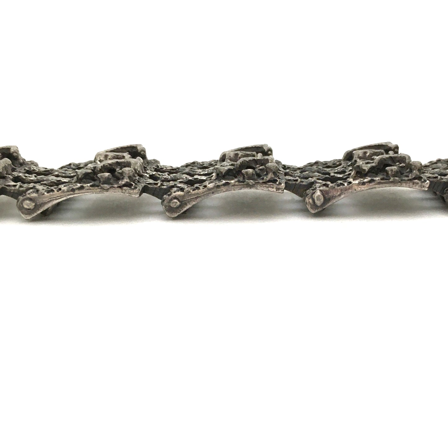 profile Guy Vidal Canada vintage brutalist pewter panel link bracelet mid century modern jewelry design