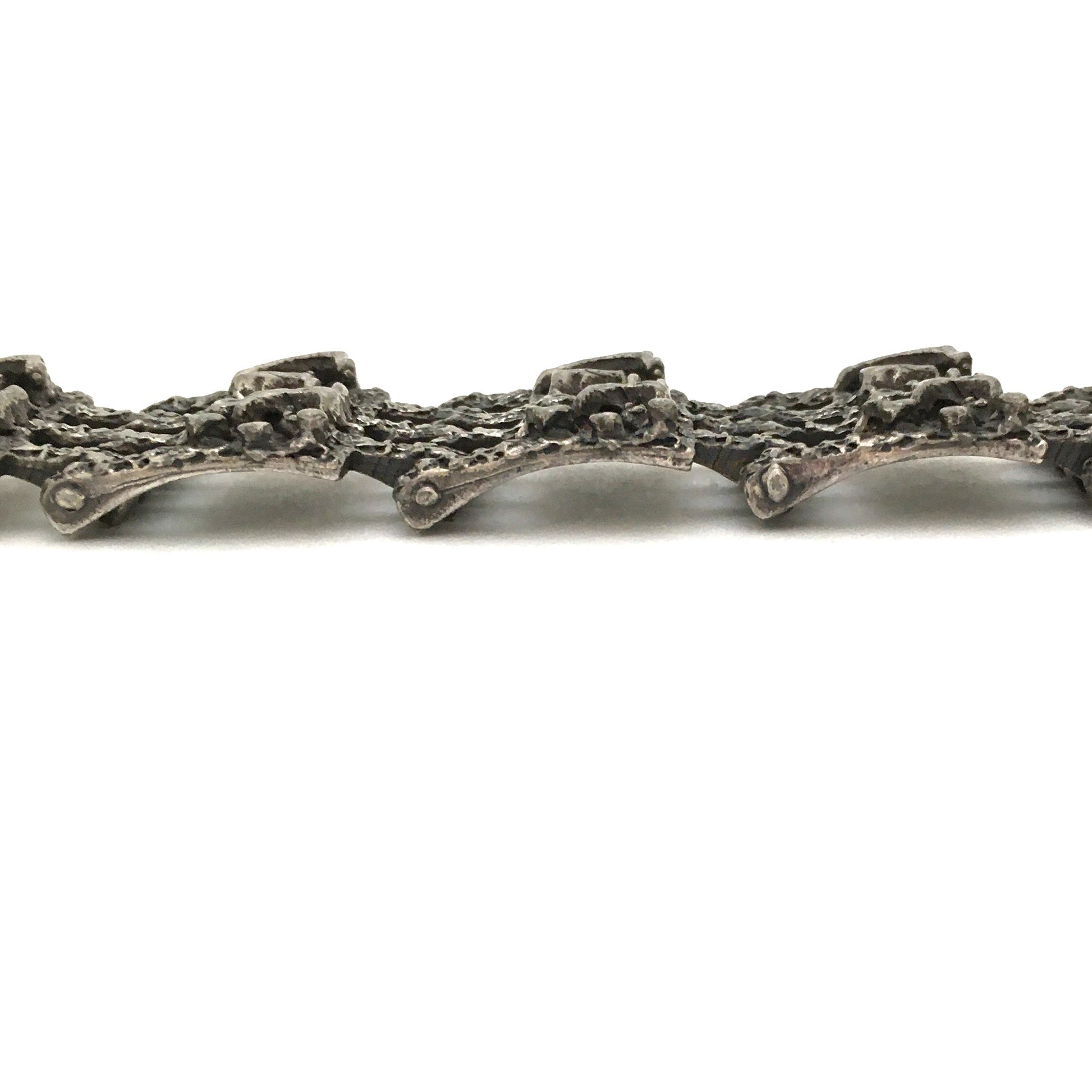 profile Guy Vidal Canada vintage brutalist pewter panel link bracelet mid century modern jewelry design