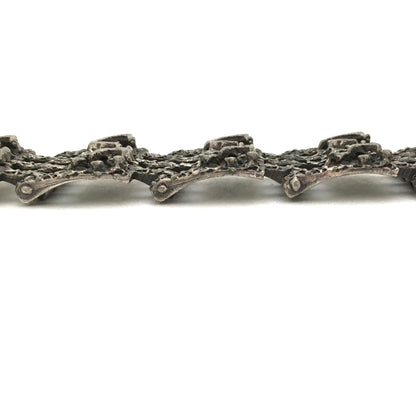 profile Guy Vidal Canada vintage brutalist pewter panel link bracelet mid century modern jewelry design