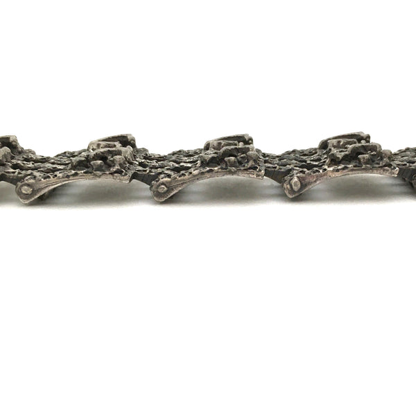 profile Guy Vidal Canada vintage brutalist pewter panel link bracelet mid century modern jewelry design
