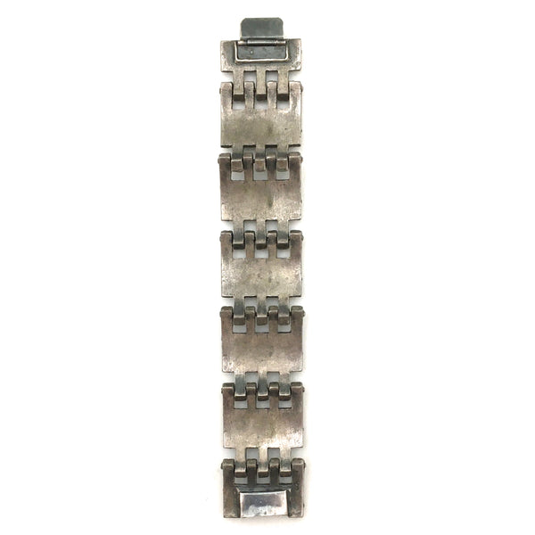 Guy Vidal large brutalist pewter panel link bracelet