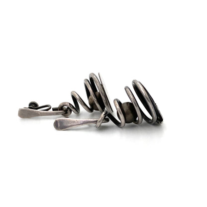 profile Art Smith USA vintage silver spiral kinetic drop earrings American Modernist jewelry design