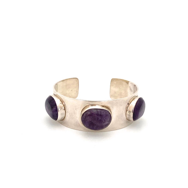 Arne Johansen silver & amethyst Modernist cuff bracelet