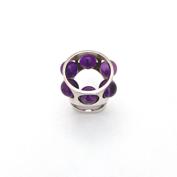 Uwe Moltke extra large silver & amethyst spheres ring ~ scarce