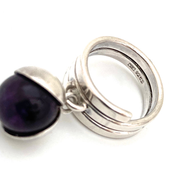 Kupittaan Kulta amethyst kinetic sphere ring ~ Elis Kauppi