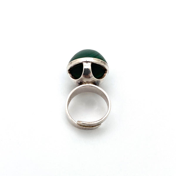 Alton Sweden large malachite dome ring ~ 1973