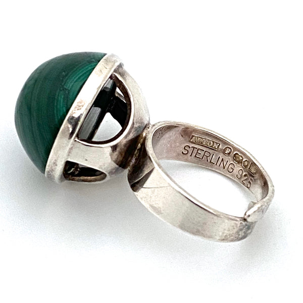 Alton Sweden large malachite dome ring ~ 1973