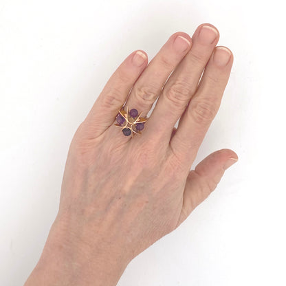 scale Kuupittaan Kulta Elis Kauppi 14k gold amethyst ring Scandinavian Modernist jewelry design