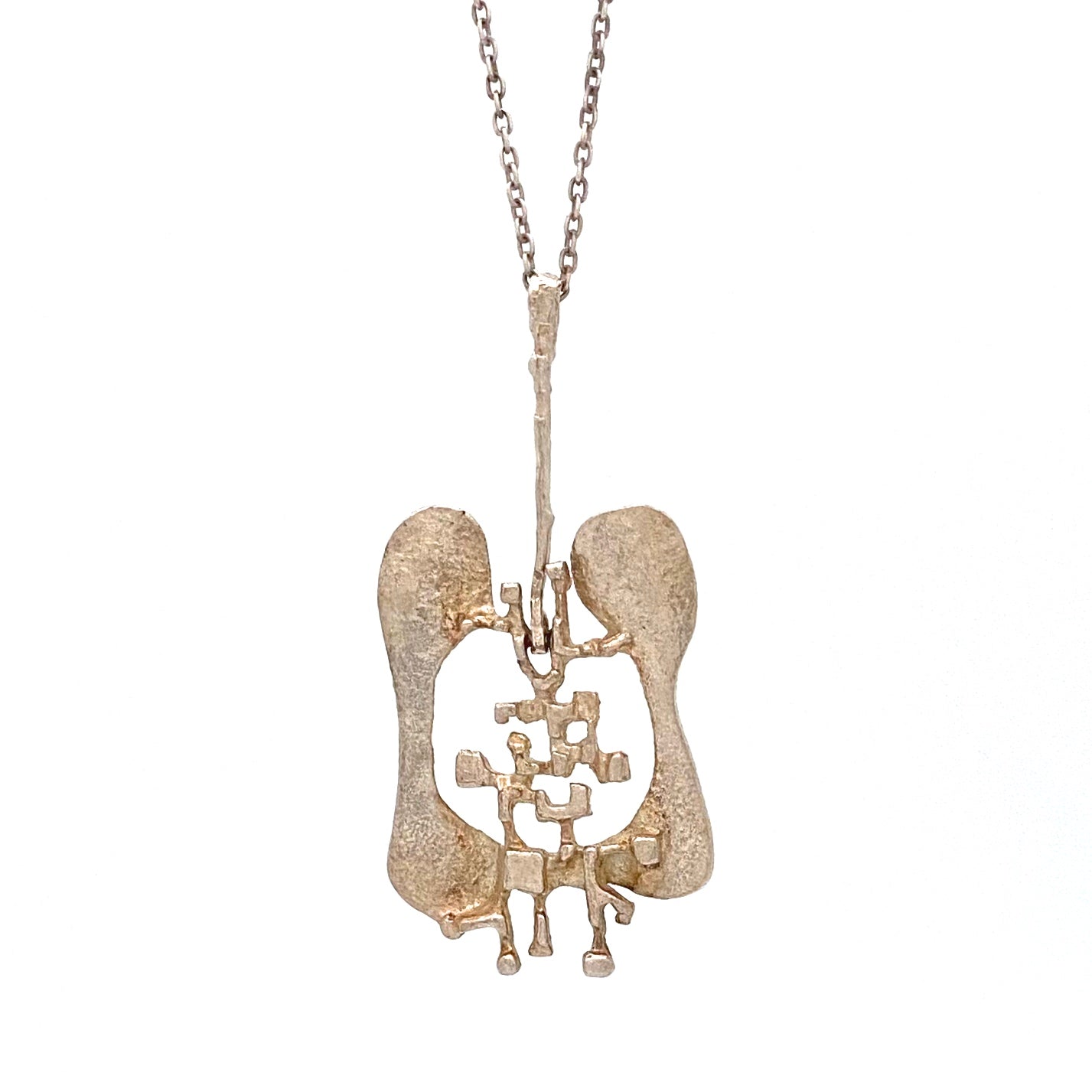 detail relo Austria vintage silver large articulated pendant necklace Modernist jewelry design