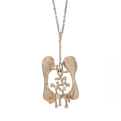 detail relo Austria vintage silver large articulated pendant necklace Modernist jewelry design