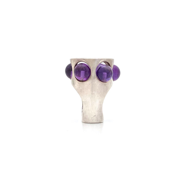 profile Uwe Moltke Denmark vintage silver amethyst extra large ring Scandinavian Modernist jewelry design