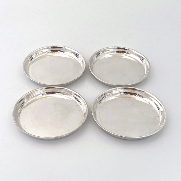 detail Carl Poul Petersen Canada vintage silver coasters set four Georg Jensen trained