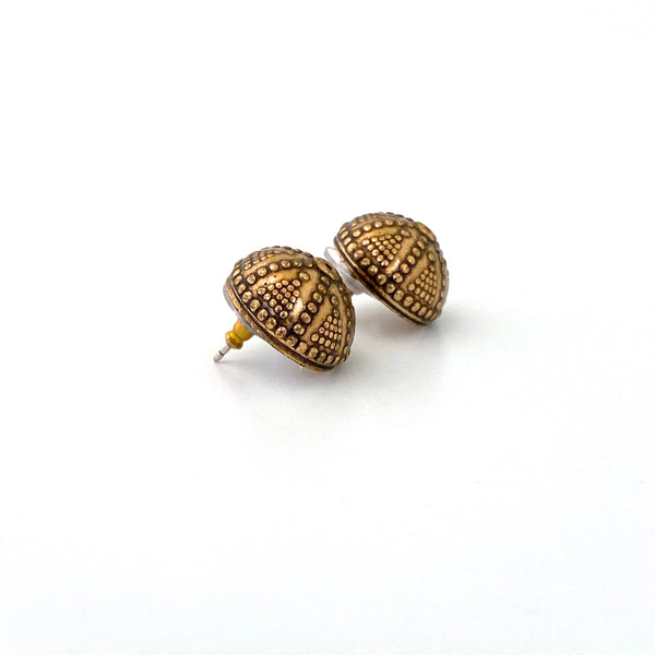 profile Kalevala Koru Finland vintage bronze spheres post earrings Scandinavian jewelry design