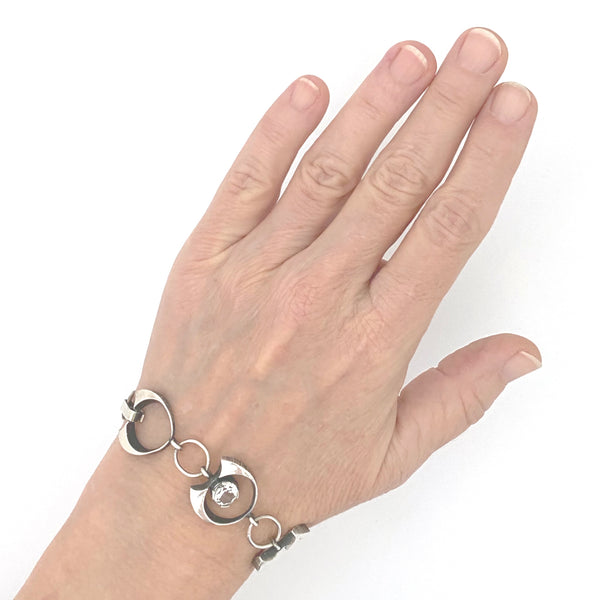 scale Sten and Laine Finland vintage silver rock crystal link bracelet 1974 Scandinavian Modernist jewelry design