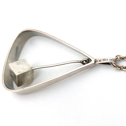 Arne Johansen large kinetic silver pendant