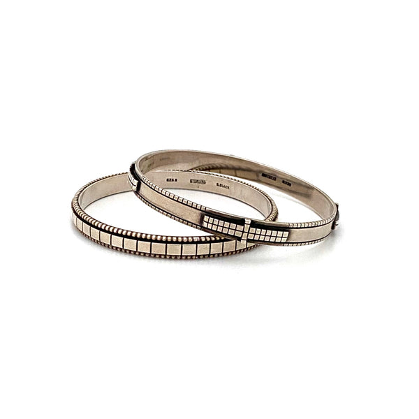 Sigurd Black Denmark vintage heavy silver bangle bracelets Scandinavian Modernist jewelry design