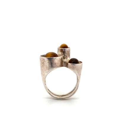 profile vintage Denmark silver tiger eye ring Scandinavian Modernist jewelry design