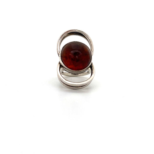 ORNO Poland silver circles and amber large ring