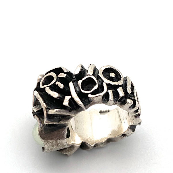 Hans Gehrig large brutalist silver & pearl ring