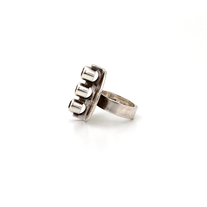 profile Elis Kauppi Kupittaan Kulta Finland vintage silver smoky quartz ring Scandinavian Modernist jewelry design