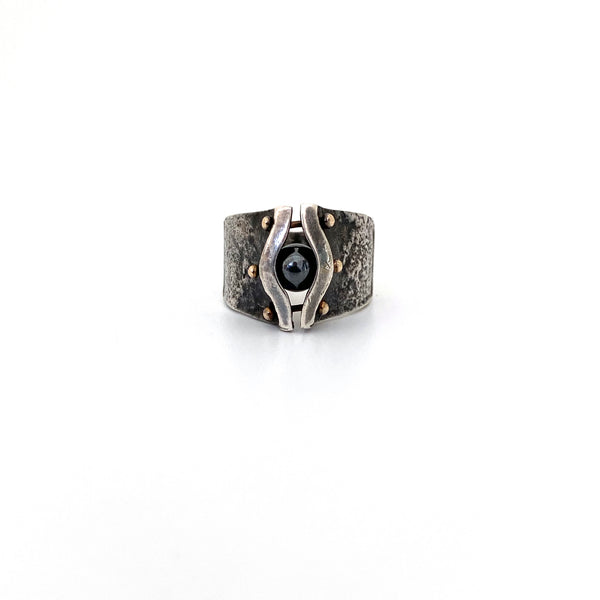 vintage silver & 14k gold ring ~ studio made