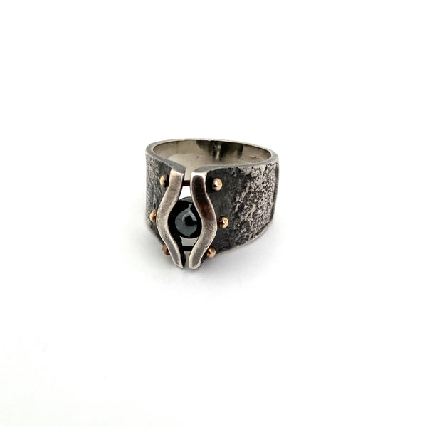 vintage silver & 14k gold ring ~ studio made