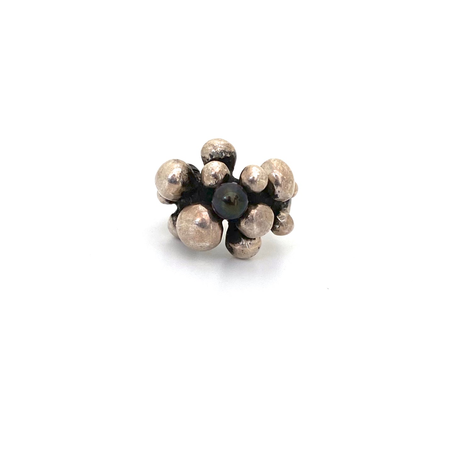 OPUS vintage heavy silver & black pearl ring