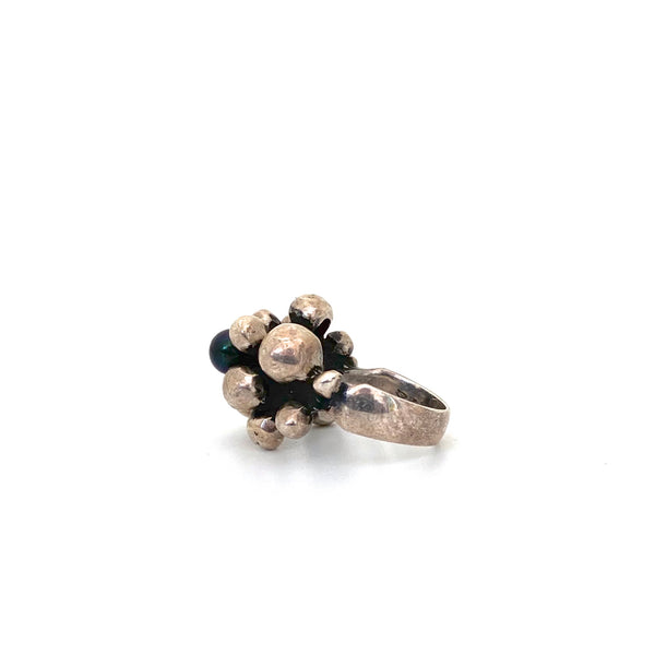profile OPUS Canada vintage heavy silver black pearl ring Canadian Modernist jewelry design