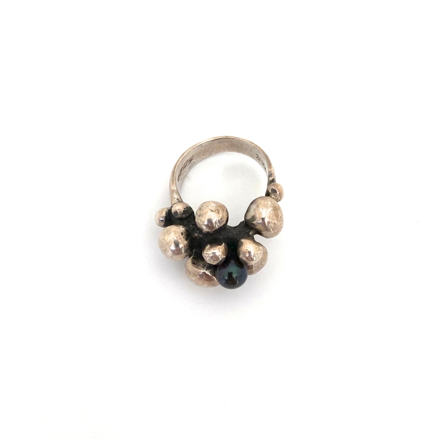 OPUS vintage heavy silver & black pearl ring