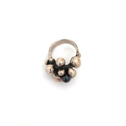 OPUS vintage heavy silver & black pearl ring