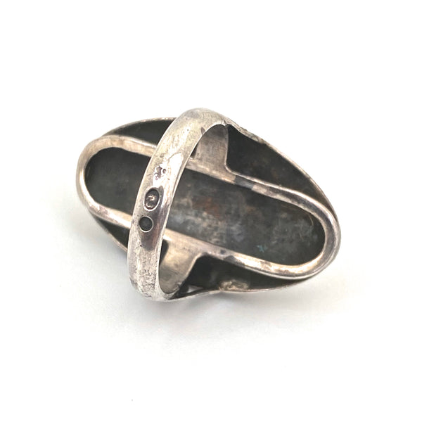 ORNO large silver and green hardstone ring