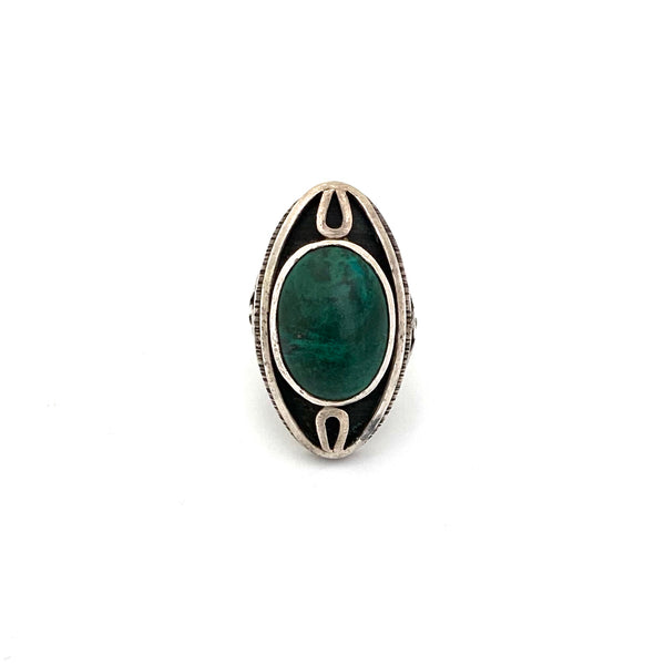 ORNO large silver and green hardstone ring