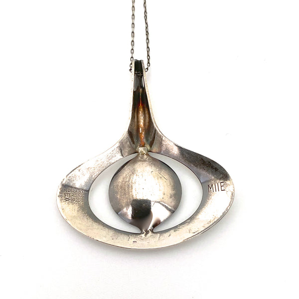 Aksel Holmsen silver & enamel guilloche pendant