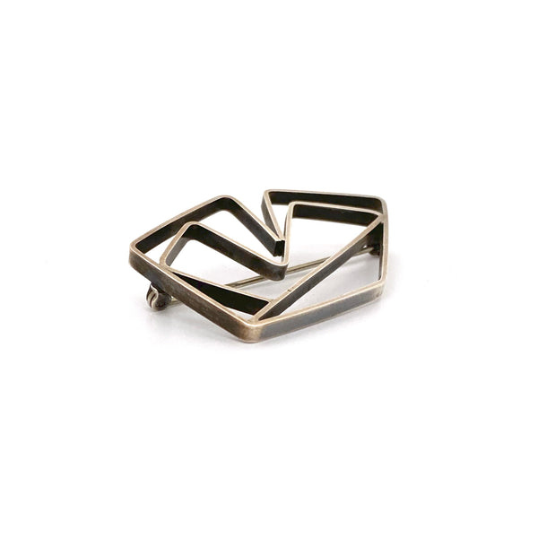 profile Betty Cooke USA vintage silver geometric brooch Modernist jewelry design