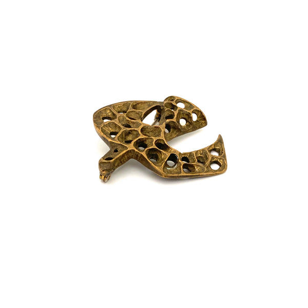 Bernard Chaudron brutalist bird brooch