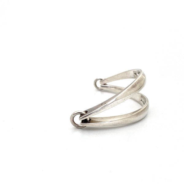 detail Hans Hansen Denmark vintage silver hinged bangle bracelet Scandinavian Modernist jewelry design