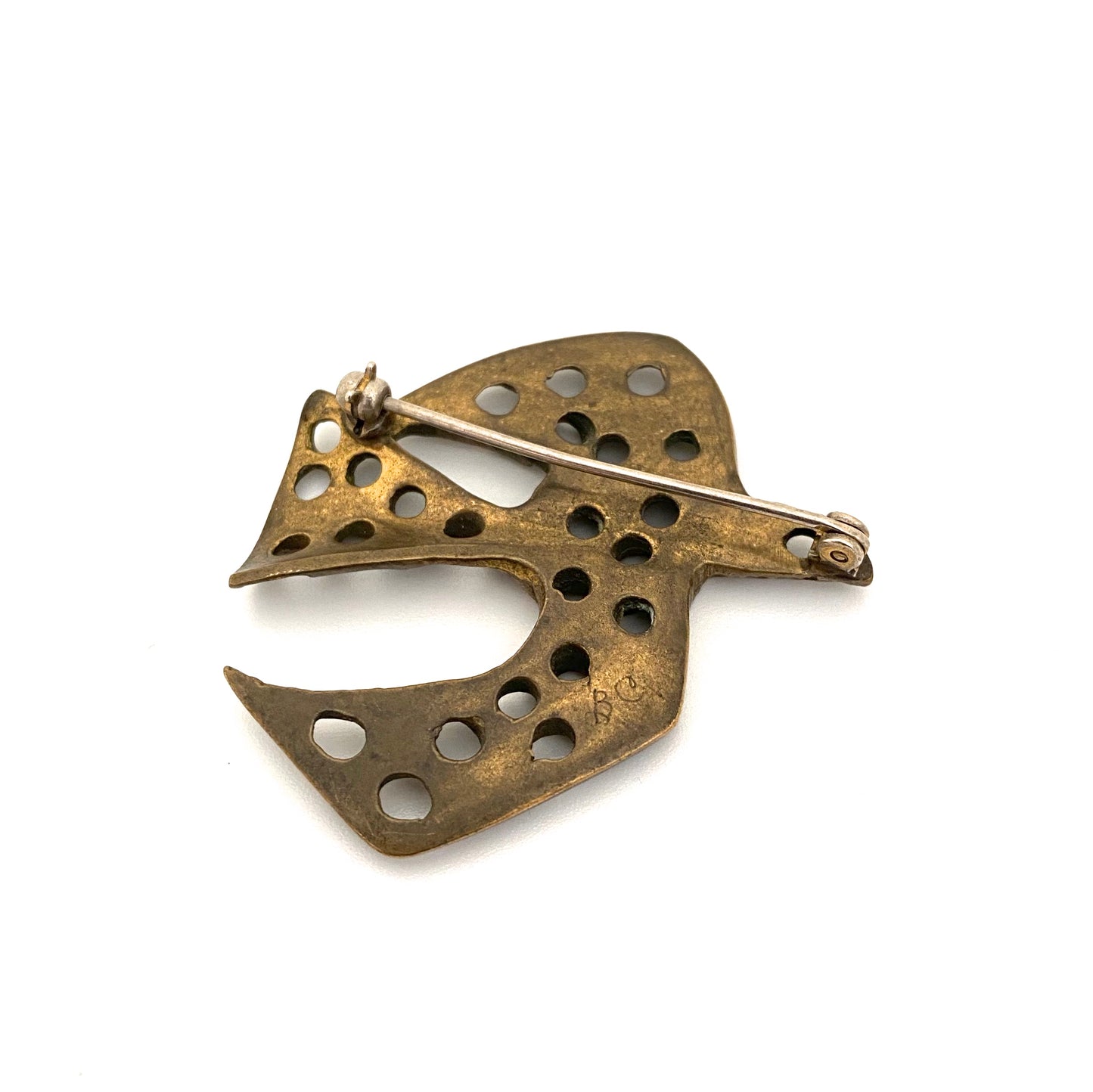 Bernard Chaudron brutalist bird brooch