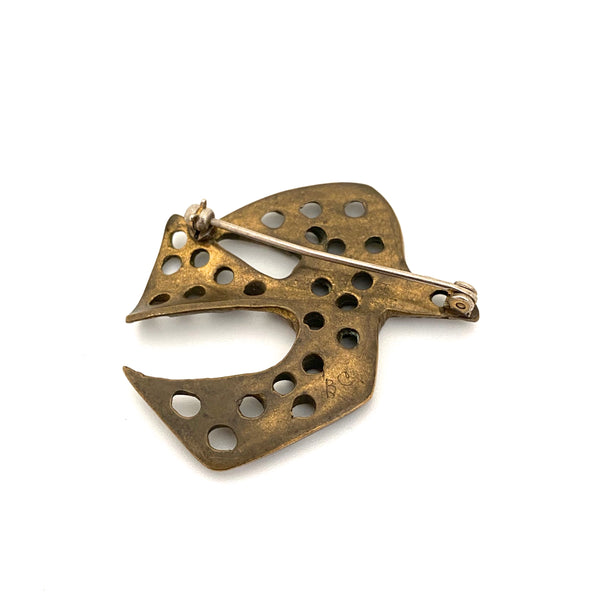Bernard Chaudron brutalist bird brooch