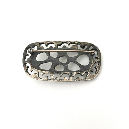 Bernard Chaudron sterling silver & pearl openwork brooch