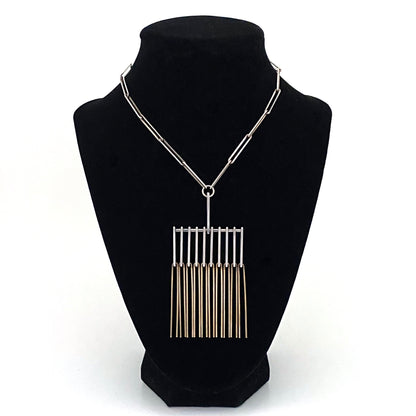 detail Niels Erik From Denmark vintage silver large fringe necklace Svandinavian Modernist jewelry design