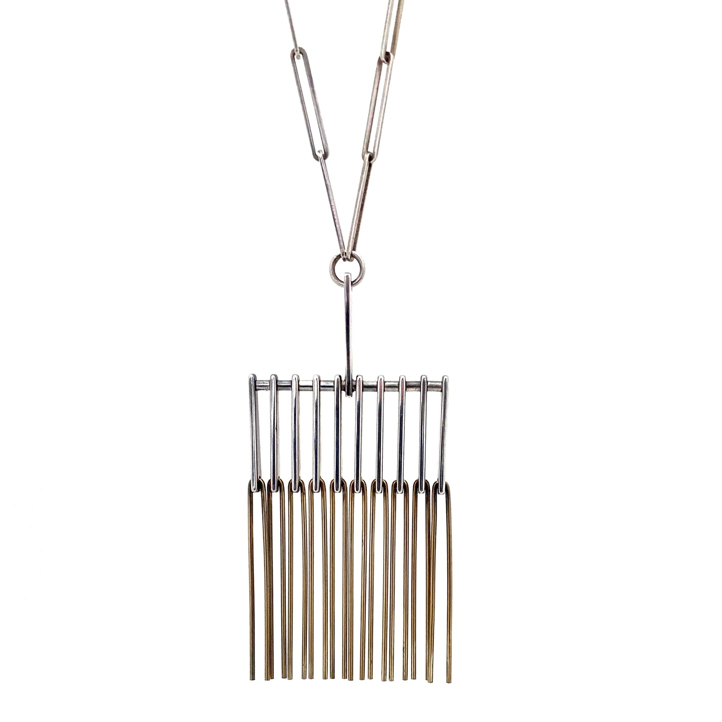 Niels E From vintage silver & silver gilt kinetic fringe necklace