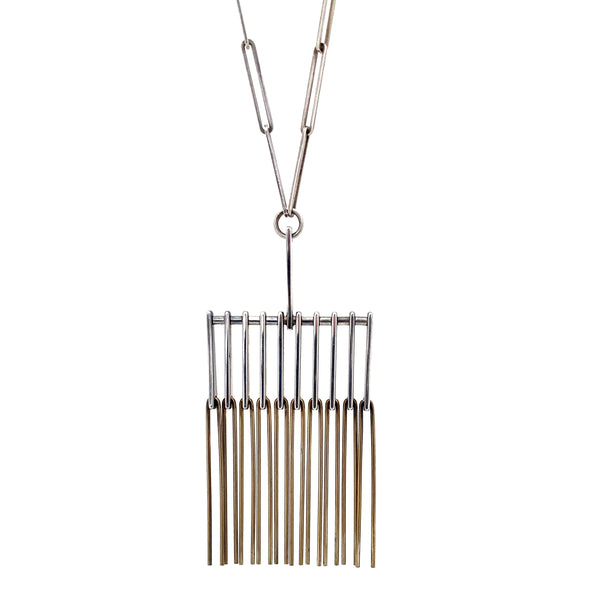 Niels E From vintage silver & silver gilt kinetic fringe necklace