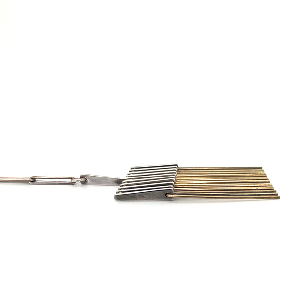 profile Niels Erik From Denmark vintage silver large fringe necklace Svandinavian Modernist jewelry design