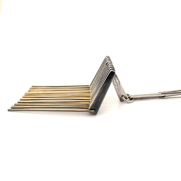 Niels E From vintage silver & silver gilt kinetic fringe necklace
