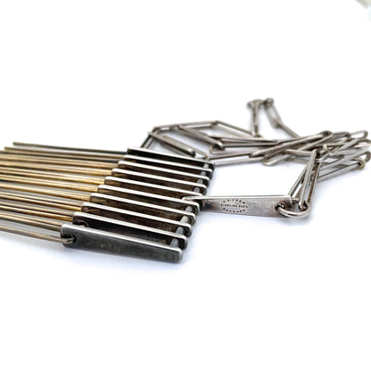 Niels E From vintage silver & silver gilt kinetic fringe necklace