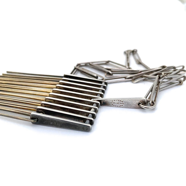 Niels E From vintage silver & silver gilt kinetic fringe necklace